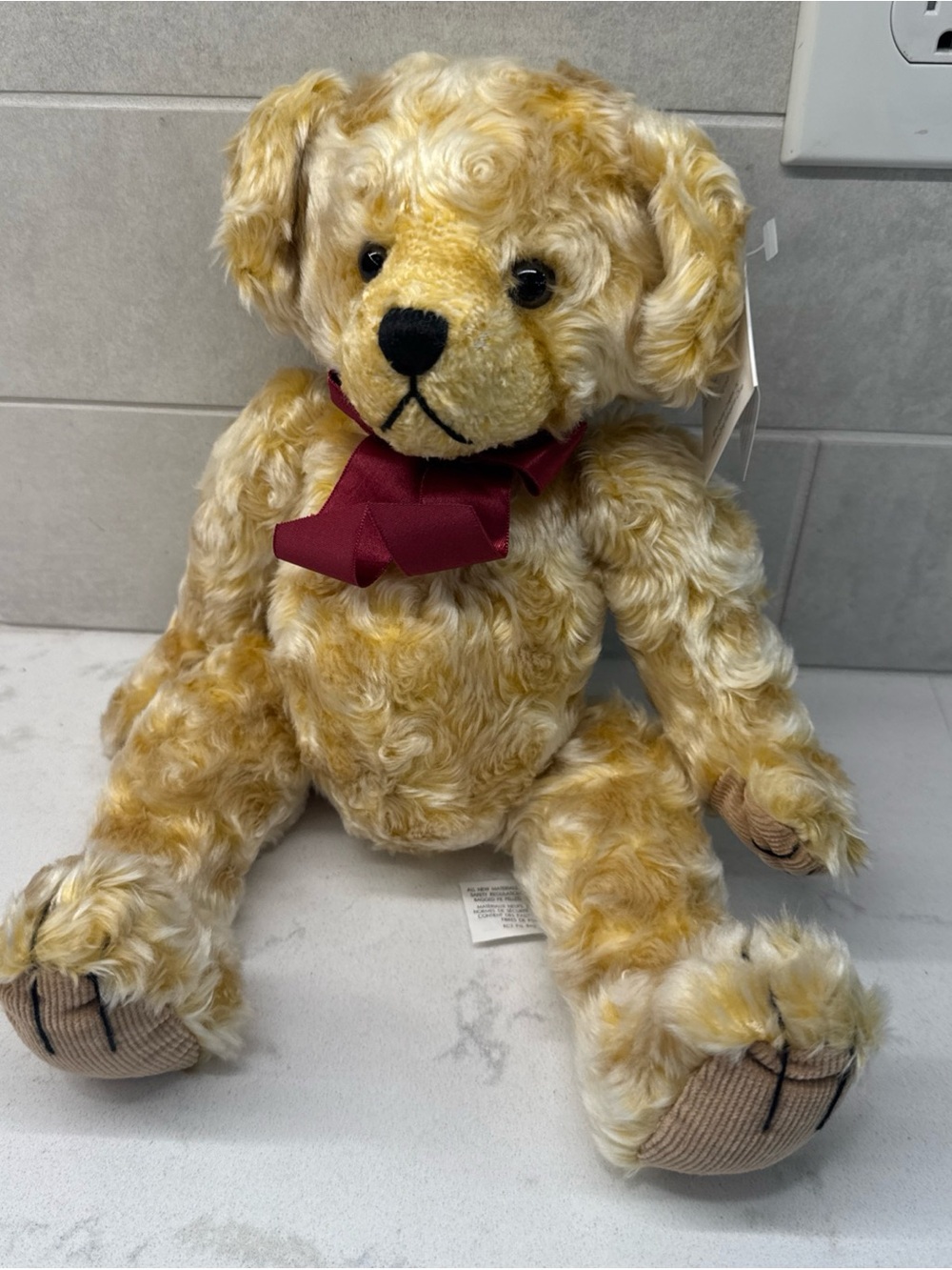 NWT Bombay Company golden plush teddy bear Stanley